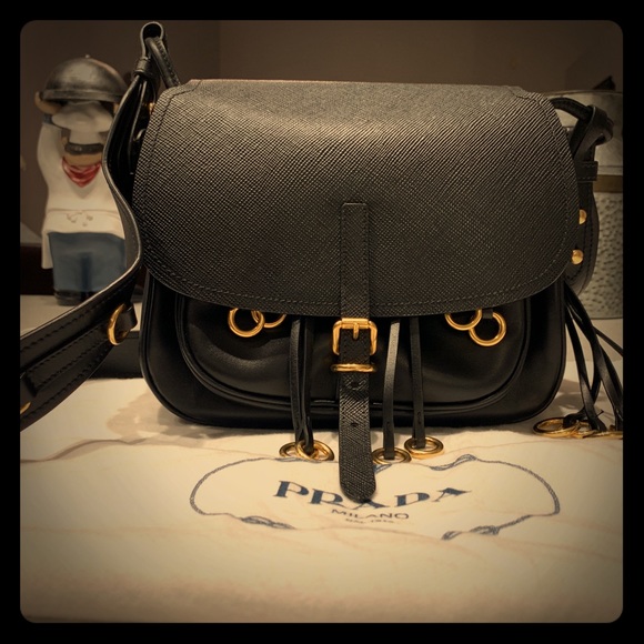 Prada Black Leather Corsaire Messenger Bag - Picture 2 of 8